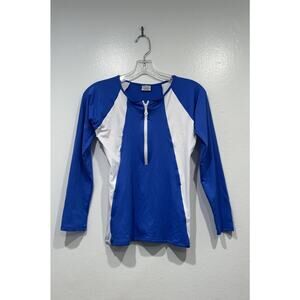 Melissa Odabash Womens Blue White Bondi Rash Guard Long Sleeve Top Cobalt US‎ 8